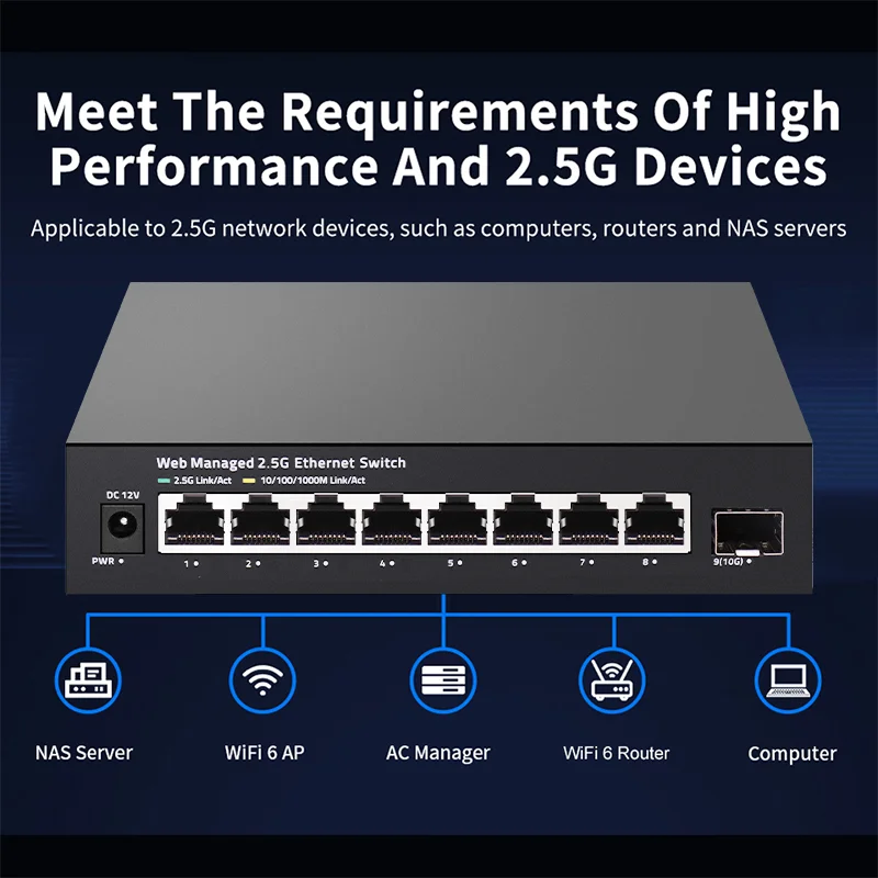 ONTi 2.5GbE beheerde switch, 8 - Sfp+ 10G Managed Switch 8 Port recensie en prijs